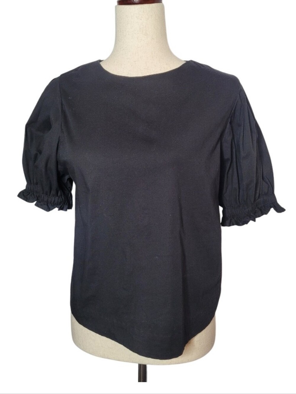 Buru Black Maisonette Puff Sleeve Top Sz Medium